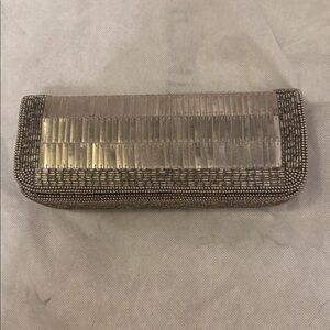 Elegant Silver beaded Clutch BCBG BCBGMAXAZARIA